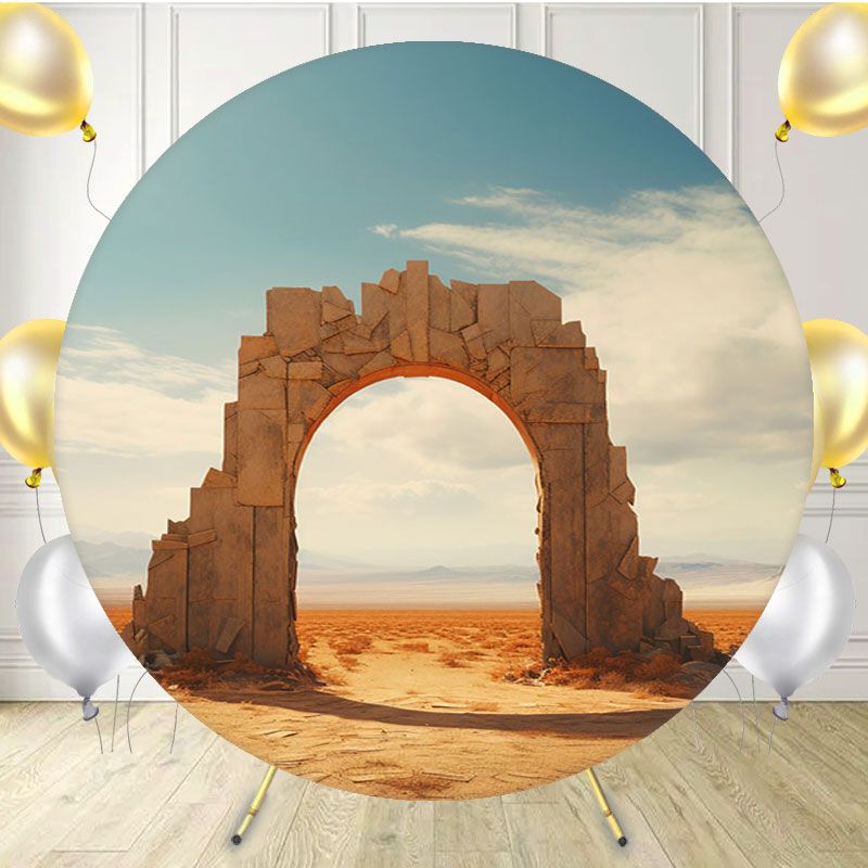 Stone Arch In The Desert Roundgraphic Backdrop - Layoris