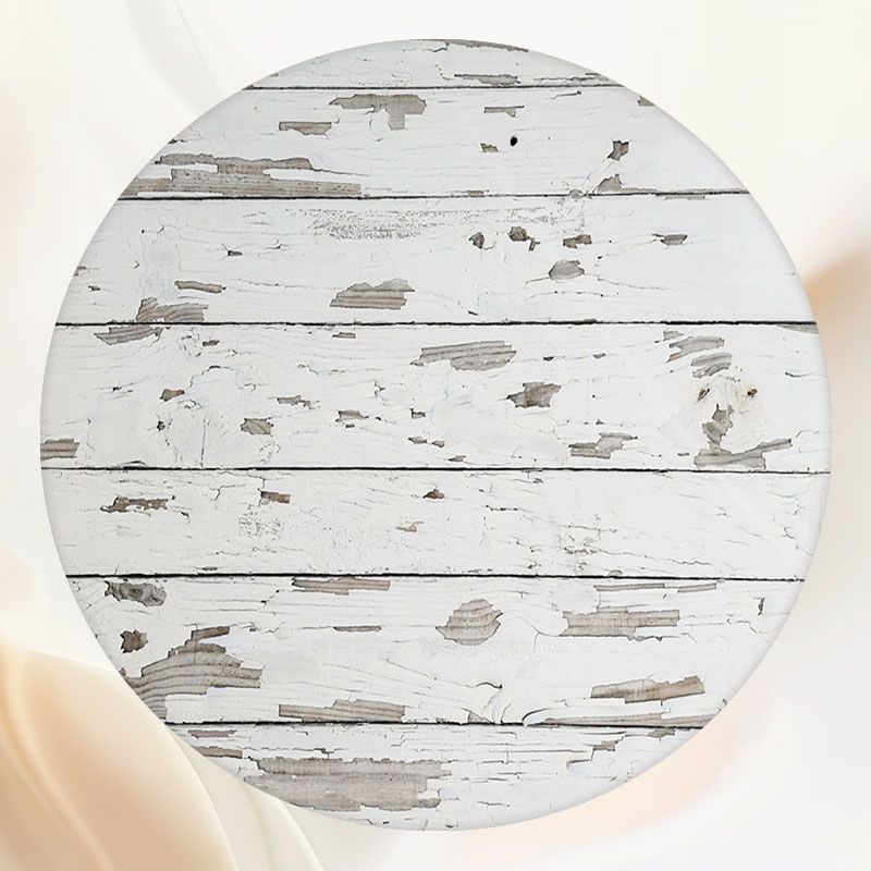 Old White Wooden Planks Circle Backdrop - Layoris