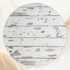 Old White Wooden Planks Circle Backdrop - Layoris