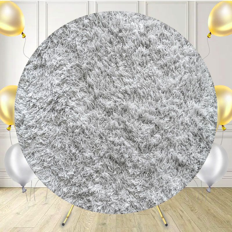 Light Grey Plush Blanket Circle Backdrop - Layoris
