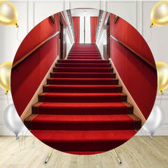 Red Carpet Stairs Indoor Circle Backdrop - Layoris