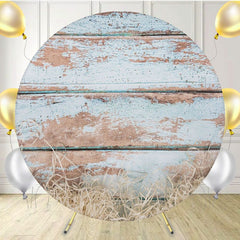 Light Blue Wood Grain Hay Round Backdrop - Layoris