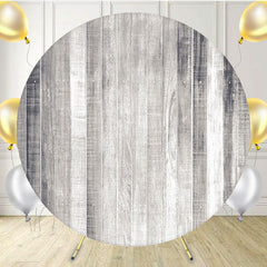 Light Grey Vertical Wooden Planks Round Backdrop - Layoris