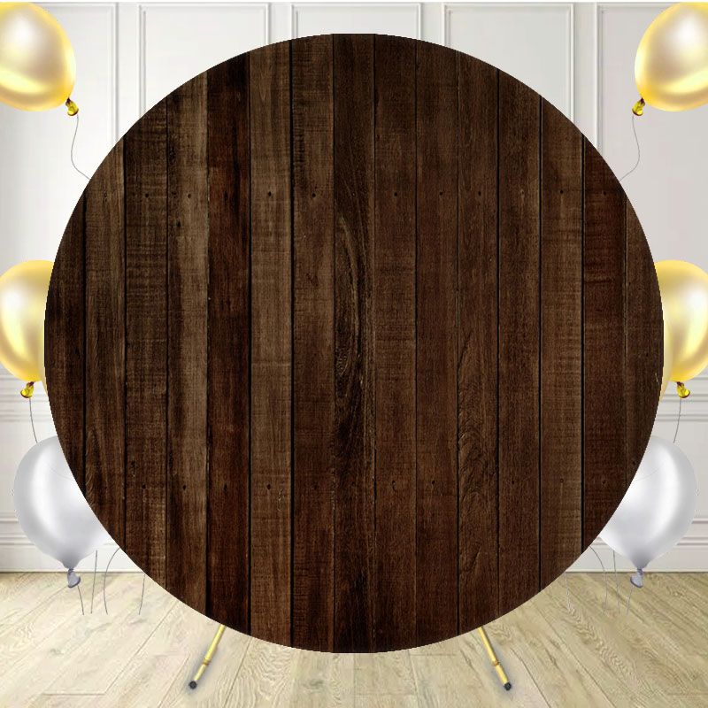 Brown Vertical Wooden Board Round Backdrop - Layoris