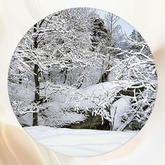 Snow Covered Branches And Ground Winter Round Backdrop - Layoris