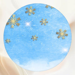 Snowflakes On Blue Abstract Texture Round Backdrop - Layoris