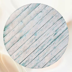 Slanted Blue White Wooden Planks Round Backdrop - Layoris