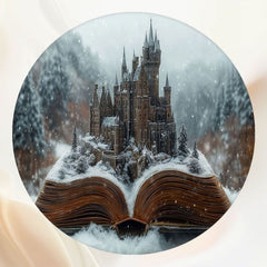 Magic Book Castle Winter Forest Round Backdrop - Layoris