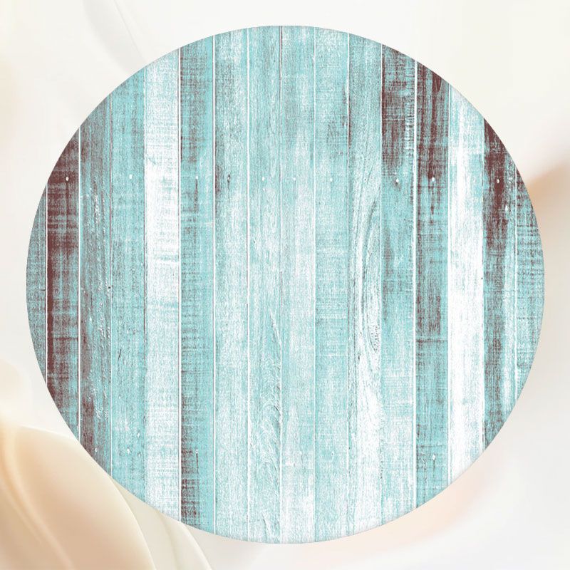 Teal Brown Vertical Wooden Board Round Backdrop - Layoris