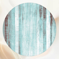 Teal Brown Vertical Wooden Board Round Backdrop - Layoris