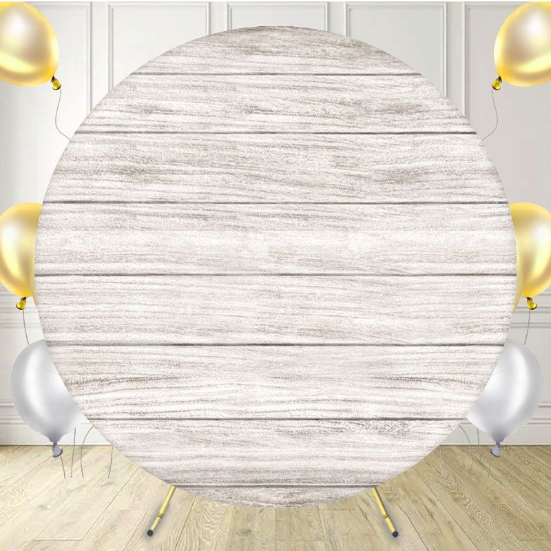 Light Grey Horizontal Wooden Round Backdrop - Layoris
