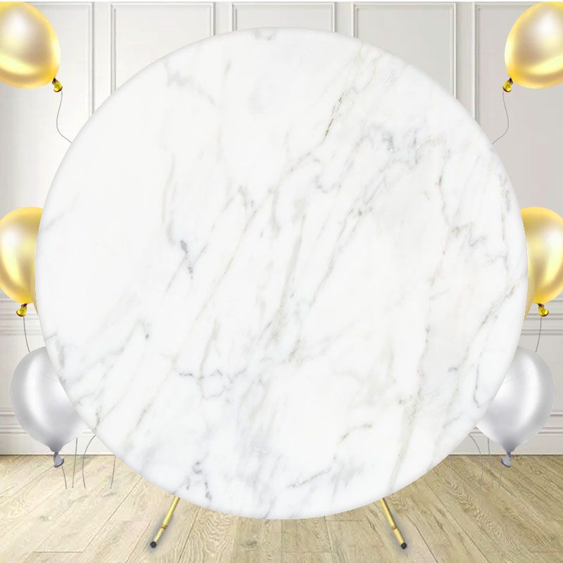White Grey Texture Marble Circle Backdrop - Layoris