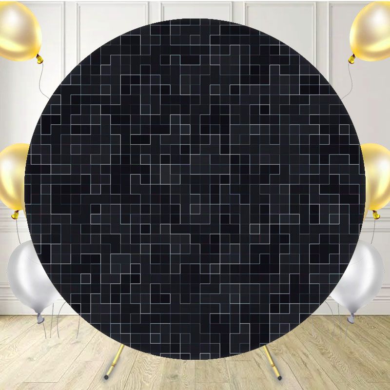 Black Pixel Texture Round Backdrop - Layoris