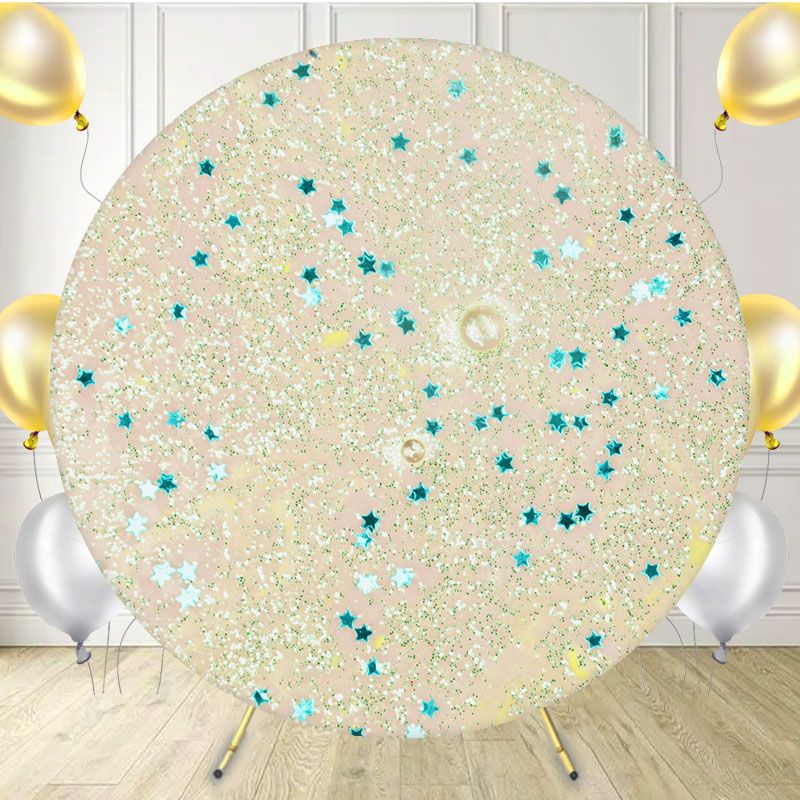 Blue Stars And Gold Glitter Round Backdrop - Layoris
