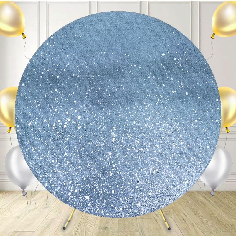 Dusty Blue Glitter Round Backdrop - Layoris