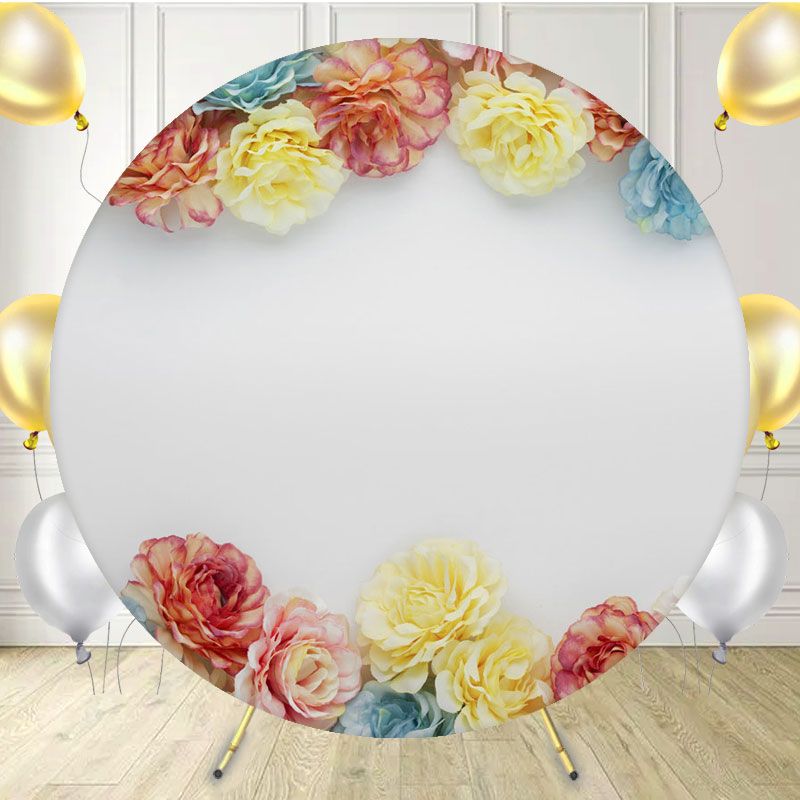 Colorful Gradient Flowers Round Backdrop - Layoris