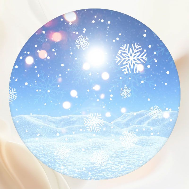 Snowflakes Snow Blue Sky Round Backdrop - Layoris