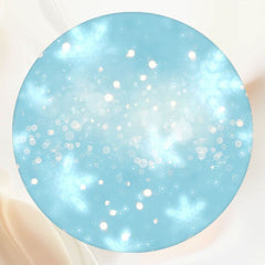 Snowflake Polka Dot Bokeh Blue Round Backdrop - Layoris