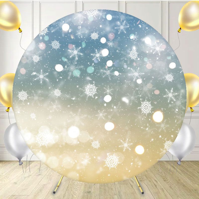Blue And Gold Gradient Snowflake Round Backdrop - Layoris