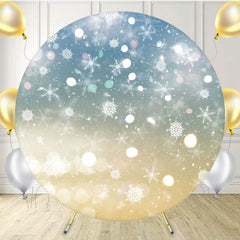 Blue And Gold Gradient Snowflake Round Backdrop - Layoris