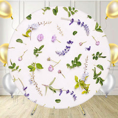 Leaves And Flowers Beige Round Backdrop - Layoris