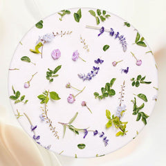 Leaves And Flowers Beige Round Backdrop - Layoris