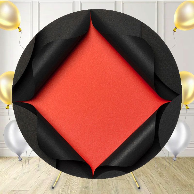 Black Curling Opening Orange Round Backdrop - Layoris