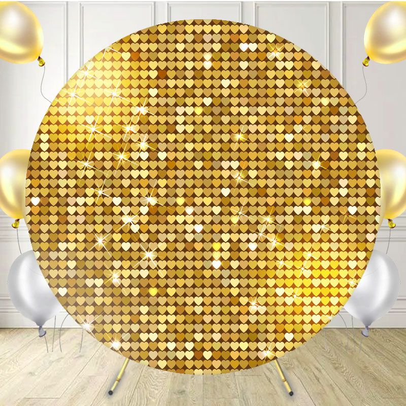 Gold Sparkle Sequin Party Round Backdrop - Layoris