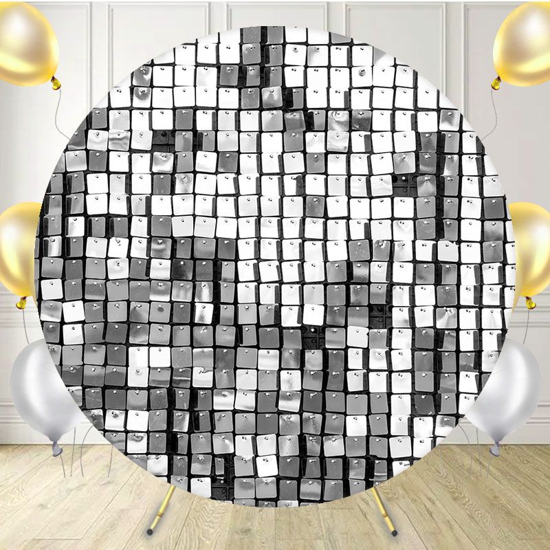 Sparkling Silver Sequin Wall Round Backdrop - Layoris