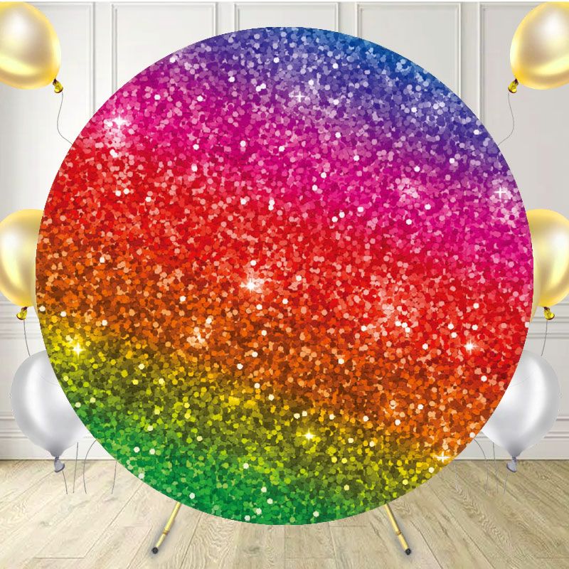 Rainbow Sequins Sparkle Party Round Backdrop - Layoris