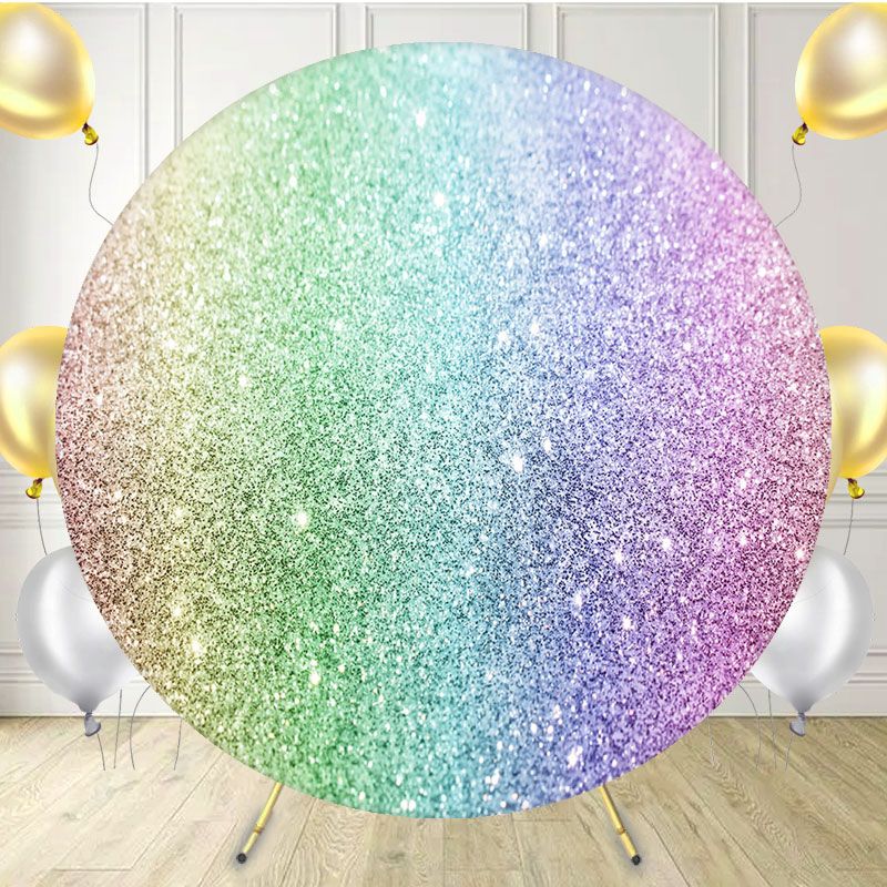 Rainbow Color Glitter Fabric Round Backdrop - Layoris