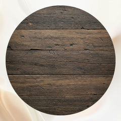 Retro Brown Wood Wall Fabric Round Backdrop - Layoris