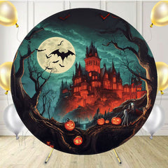 Horror Castle Bat Halloween Round Backdrop - Layoris