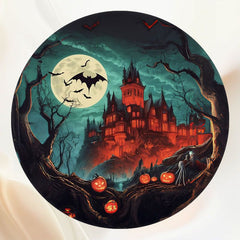 Horror Castle Bat Halloween Round Backdrop - Layoris