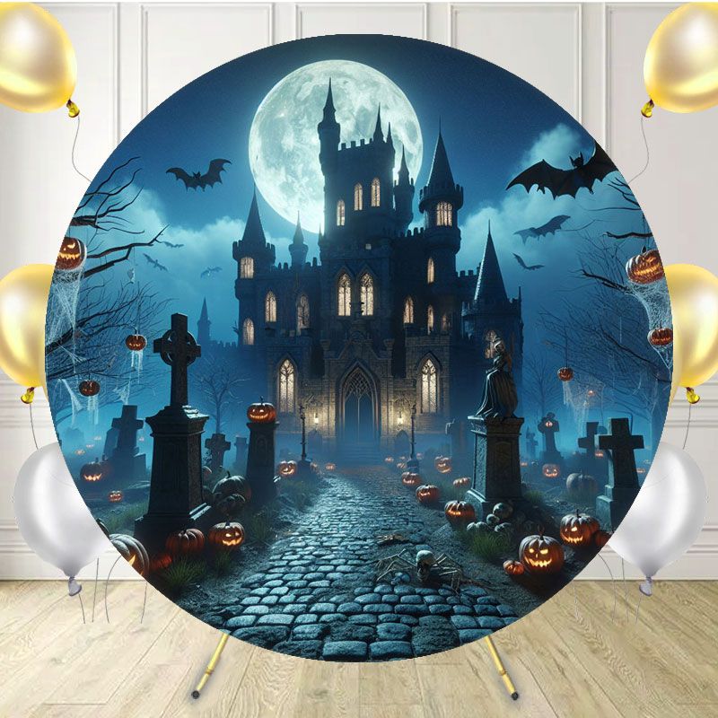 Halloween Pumpkin Castle Round Backdrop - Layoris