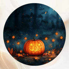 Smiley Pumpkin Night Halloween Round Backdrop - Layoris