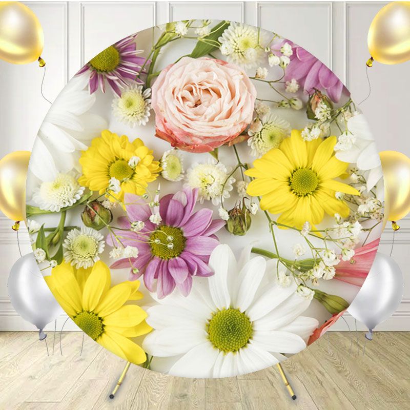 Elegant Blooming Flowers Circle Backdrop - Layoris