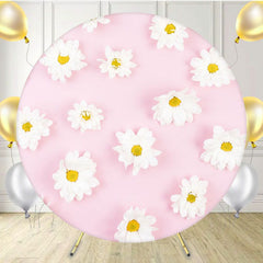 White Flower Pink Circle Backdrop - Layoris