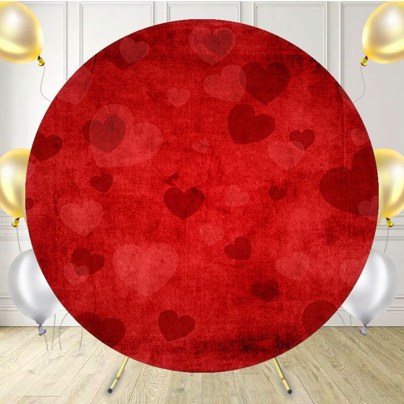 Retro Crimson Love Valentines Round Backdrop - Layoris