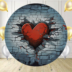 Heart Embedded In Brick Wall Round Backdrop - Layoris