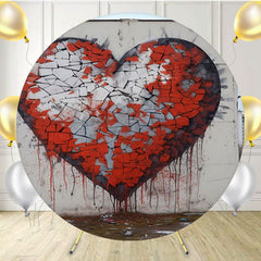 Love Heart Painting Old Building Round Backdrop - Layoris