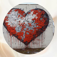Love Heart Painting Old Building Round Backdrop - Layoris