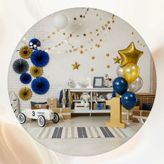 Charming First Birthday Round Backdrop - Layoris