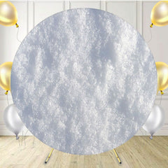 Winter Reflective Snow Fabric Circle Backdrop - Layoris