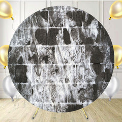 Brick Road Footprints In The Snow Circle Backdrop - Layoris