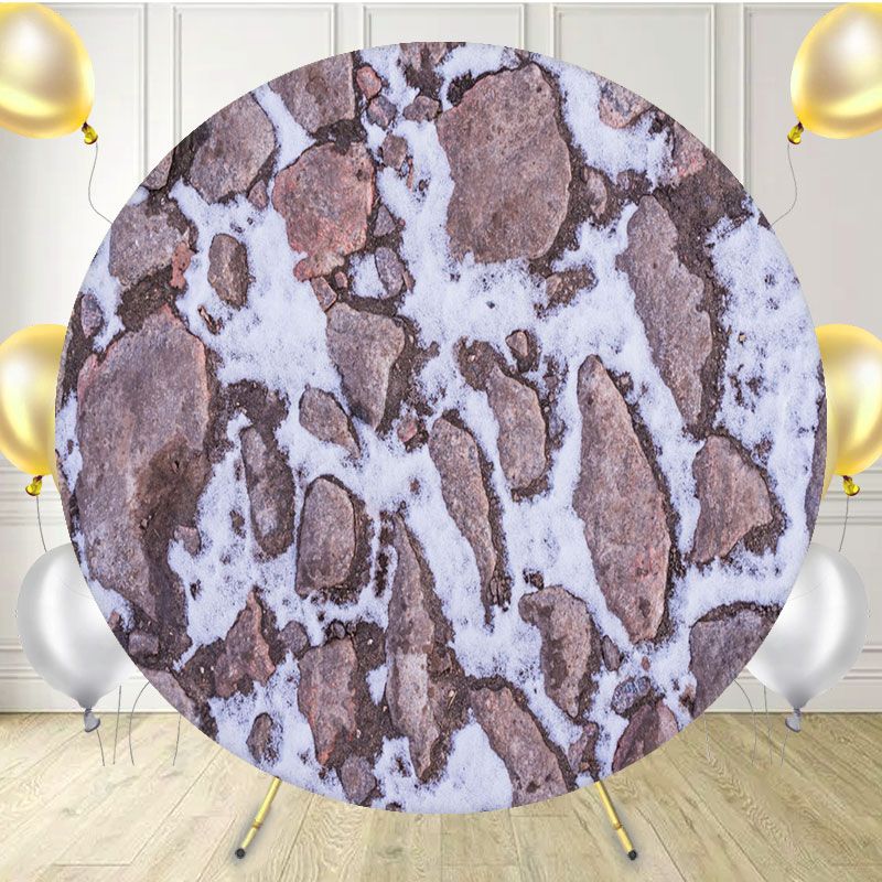 Stone Road Snow Fabric Circle Backdrop - Layoris