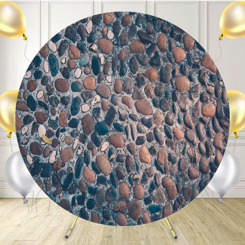 Warm River Stones Fabric Circle Backdrop - Layoris
