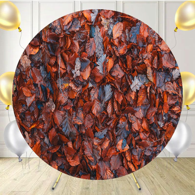 Withered Red Leaves Fabric Circle Backdrop - Layoris