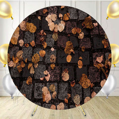 Stone Paving Fallen Leaves Fabric Circle Backdrop - Layoris