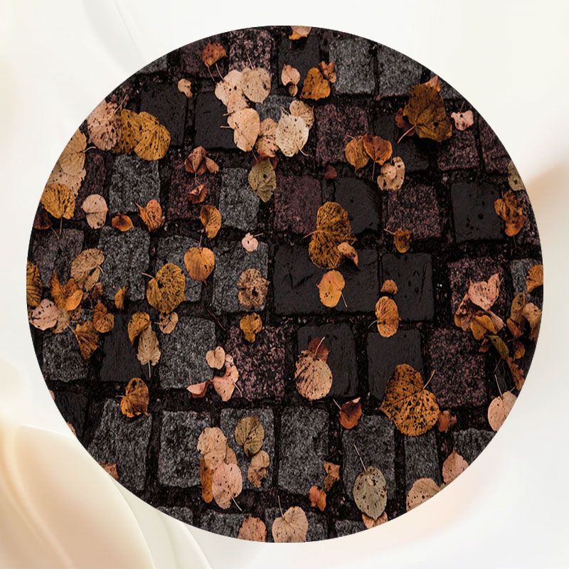 Stone Paving Fallen Leaves Fabric Circle Backdrop - Layoris